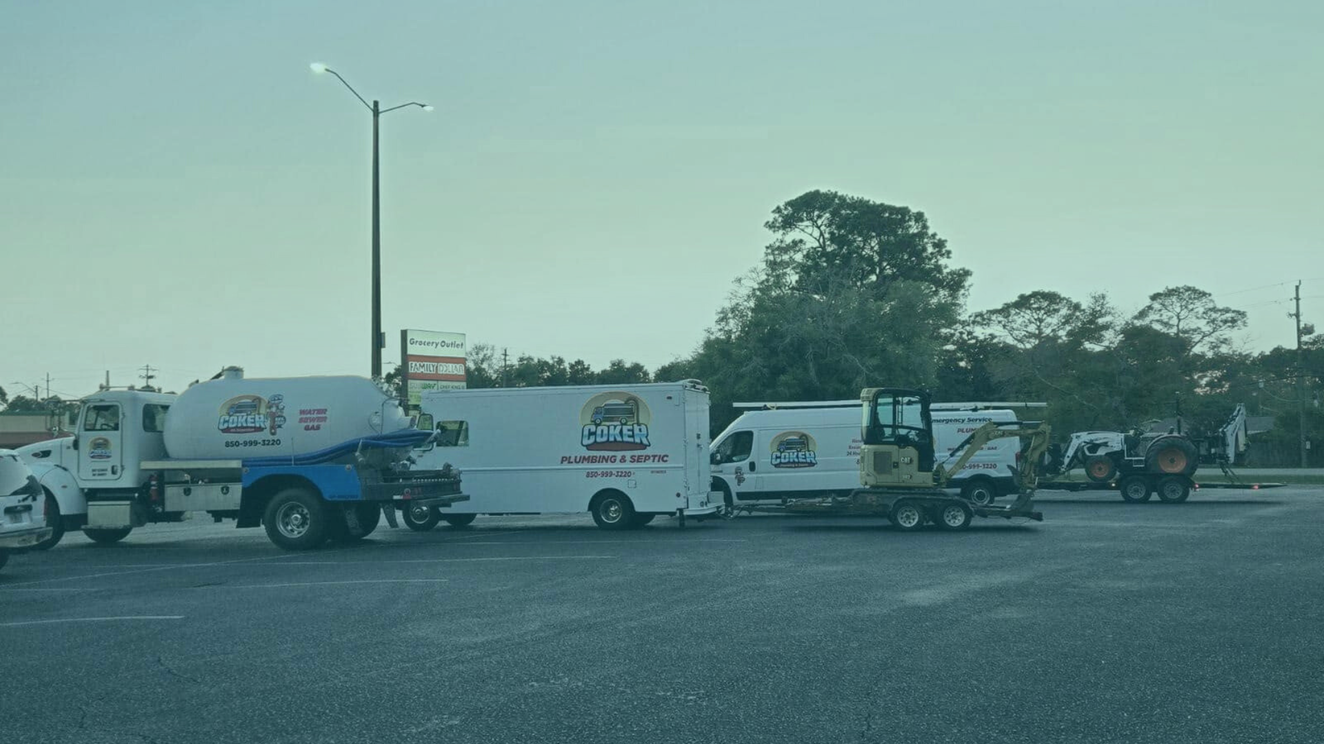 Coker Plumbing & Septic trucks and equipment – 24/7 plumbing and septic service in Pensacola FL